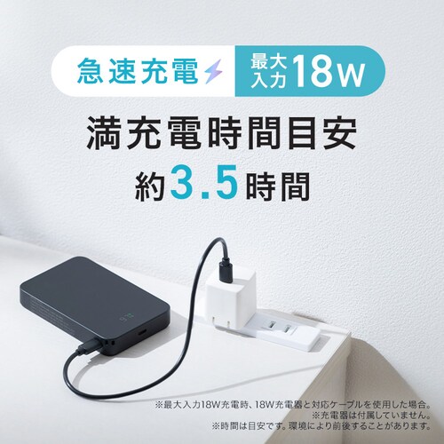 薄型モバイルバッテリー 10000mAh TS-A10020-B ブラック_4