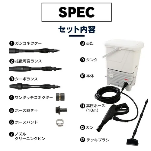 高圧洗浄機 タンク式 ベランダクリーナーセット ホワイト SBT-512N _18