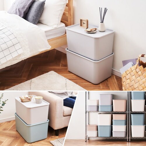 4個セット】フタ付き積み重ねBOX Mサイズ ホワイト 1908879 │アイリス