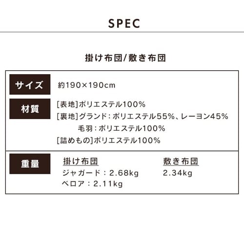 こたつ掛布団・敷布団セット 正方形(190×190p) 全5色_15