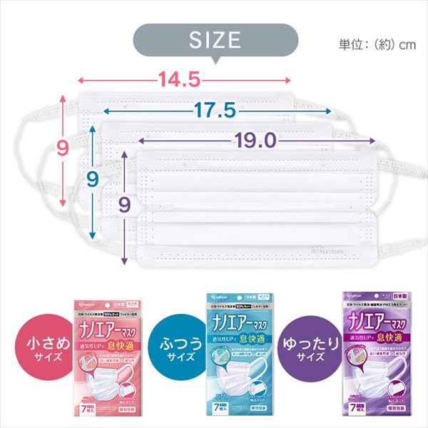 56枚】 ナノエアー マスク ふつうサイズ 7枚入×8個セット プリーツ