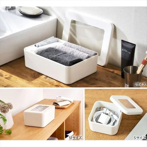 フタ窓付き収納ケースL FMC-L ホワイト_7