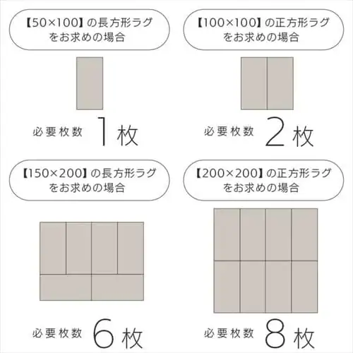 ラグ ジョイントシャギーラグ 8枚 50cm×100cm ベージュ JTR-S5010_6