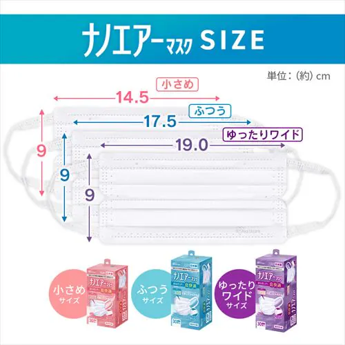【90枚入り】ナノエアー マスク プリーツタイプ ふつうサイズ ペールベージュ 30枚入り×3箱 PK-NI30LXQ_13