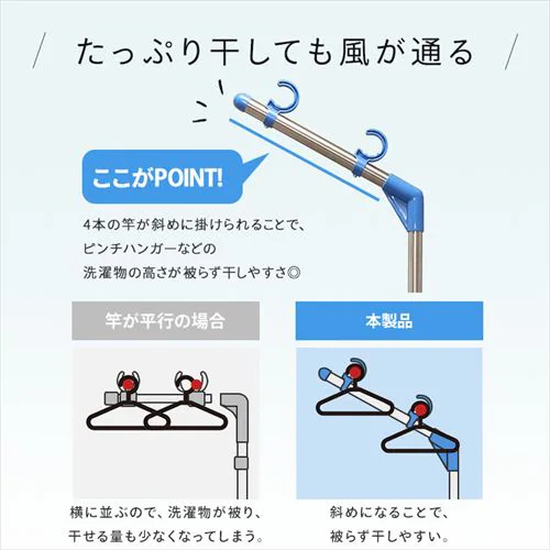 【3点セット】ステンレスもの干しブロー台セット+分割できるステンレス物干し竿2.8m×2本 全3種_5