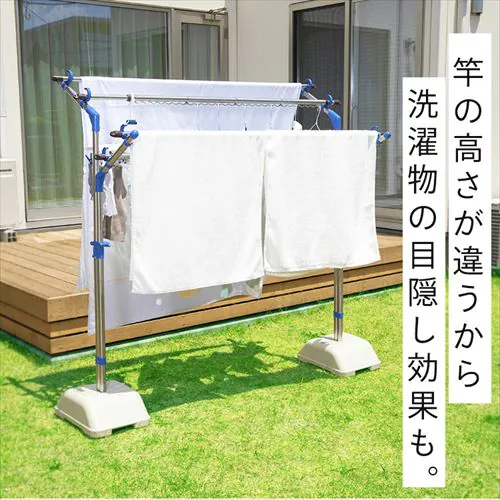 物干し台 物干し竿4本セット ブロー台 屋外物干し 外干し ステンレス (4mストレート×2+ハンガー掛け×2)_6