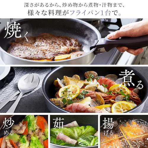 フライパン セット ih 深型 単品 20cm 3点セット アイリスオーヤマ 高級感 フライパンセット シルバー 蓋 ガラス蓋 外せる ハンドル DG-S PDG-SG _7