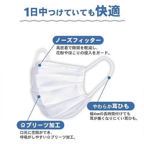 100枚】 マスク 2層プリーツ ふつうサイズ 200994│アイリスオーヤマ