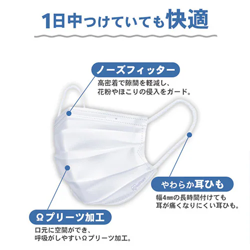 【100枚】 マスク 2層プリーツ ふつうサイズ_5