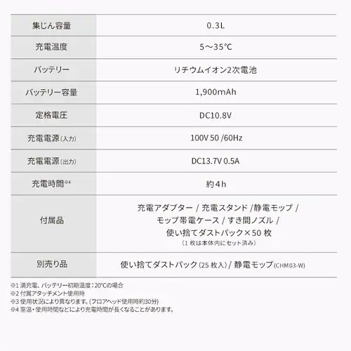 【アタッチメントセット】 MagiCaleena 掃除機 紙パック式 置くだけ充電 紙パック付き SBD-201P-HC+MTS29 グレージュ_23