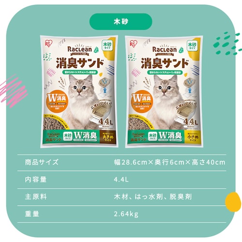 W消臭 システムトイレ用猫砂 木砂 大きめ4.4L S-SML4.4 ラクリーン 消臭サンド_17