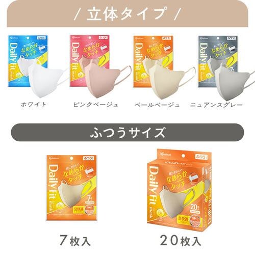 60枚】デイリーフィットマスク DAILY FIT MASK なめらかタッチ 立体
