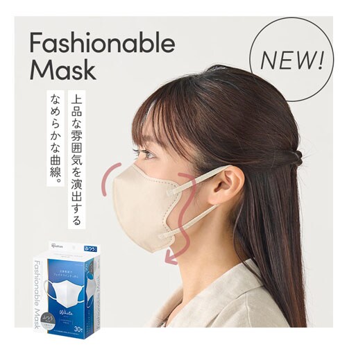 �_30�E60���Z�b�g���t�F�C�X�p�b�N�t���I�^�y30���z FASHIONABLE MASK ���� �ӂ��T�C�Y �z���C�g_3
