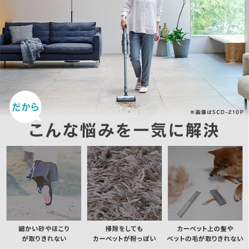 充電式サイクロンスティッククリーナーSUUZE SCD-U2P-H グレー［B