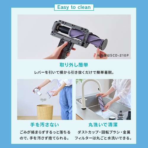 充電式サイクロンスティッククリーナーSUUZE SCD-U2P-H グレー［B