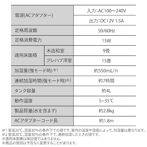 気化式加湿器 enemist エネミスト AHM-MVU55A-W ホワイト_6