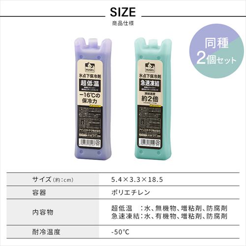 HUGEL 氷点下保冷剤超低温スティックタイプ 2個セット HHC-ST 209069