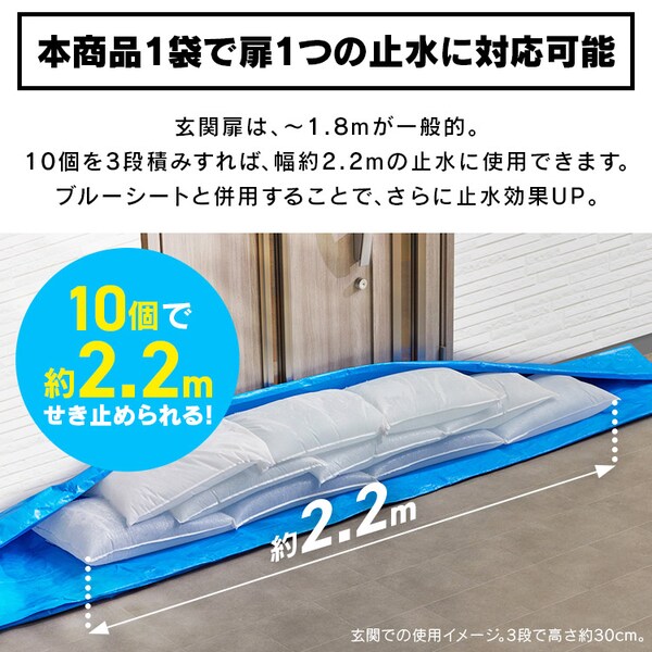 台風対策】土のう 土嚢 MKD-10 水でふくらむ 20kg 最短3分 防災 簡単 