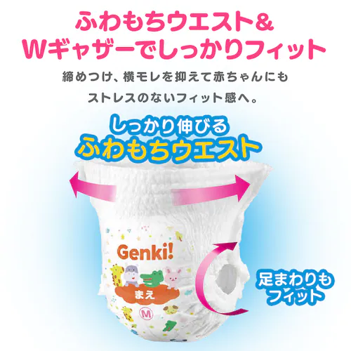 【お得なセット品】GENKIパンツ おむつ Mサイズ 3個セット+おしりふき 超厚手 12個セット_7