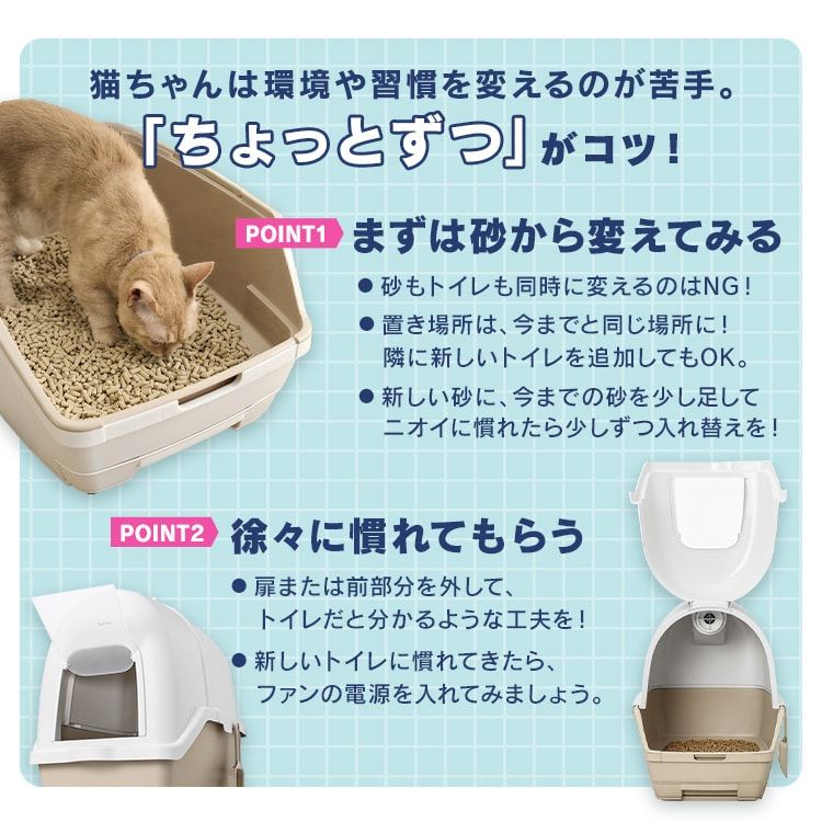 ラクリーン 炭脱臭ファン付き猫トイレ フルカバー システム 猫 トイレ DFT-52 アイボリー／ベージュ Amazon | アイリスオーヤマ ラクリーン 炭脱臭ファン付き猫トイレ