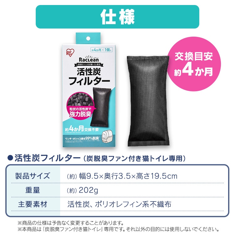 ラクリーン 炭脱臭ファン付き猫トイレ専用活性炭フィルター DFT-52F1P