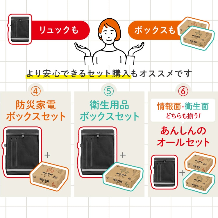 ☆新商品☆防災リュックベース+防家・衛生セット 1927164 │アイリス