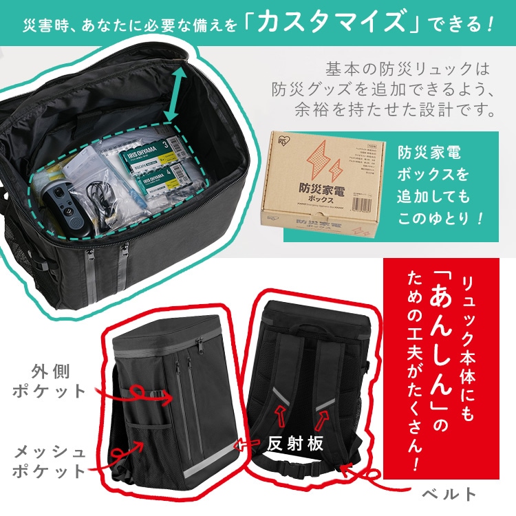 ☆新商品☆防災リュックベース+防家・衛生セット 1927164 │アイリス