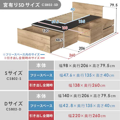 【超大容量収納付き】ベッド シングル 宮無し 設置費込み 収納付き 超収納ベッド CSB01-S ナチュラル_20