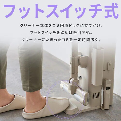 充電式サイクロンスティッククリーナー ゴミ収集ドック付き SCD-124PD