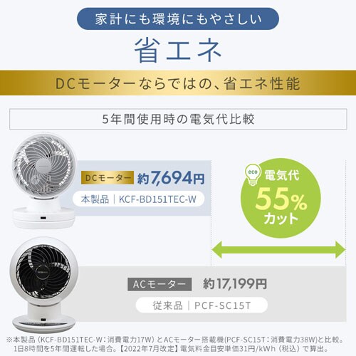 サーキュレーター DCモーター KCF-BD152TEC-W ホワイト 213333F