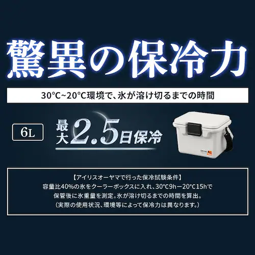 【長時間保冷剤M付き】HUGEL 真空断熱クーラーボックス 6L VITC-6 アッシュホワイト_2