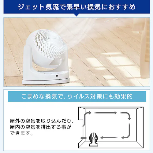 サーキュレーター 14畳 マカロン型 左右首振り リモコン付 KCF-MKC181-W ホワイト_11