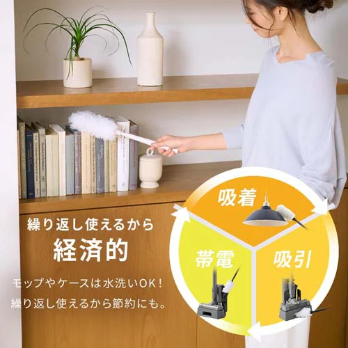 MagiCaleena 掃除機 コードレス サイクロン 超軽量 自走式 モップ付 置くだけで充電 SCD-123P-HC グレージュ_12