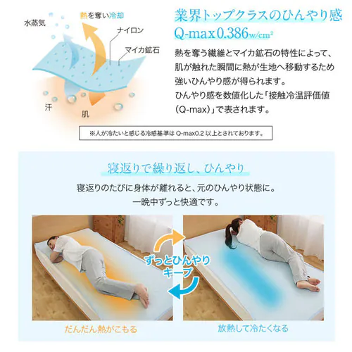 接触冷感・防ダニ・抗菌防臭 快適敷パッド ダブル ブルー_2