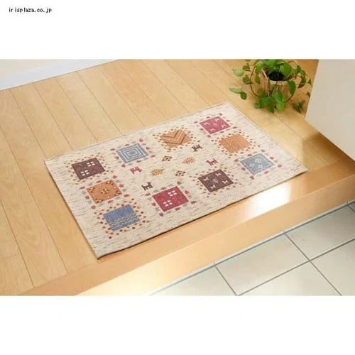 玄関マット 洗える ギャベ柄 『ギャベル』 アイボリー 50×80cm 滑りにくい加工【プラザセレクト】_2