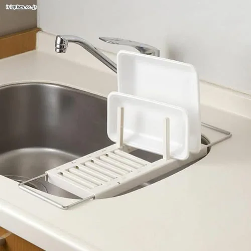 キッチン水切りラック伸縮タイプ ホワイト _3