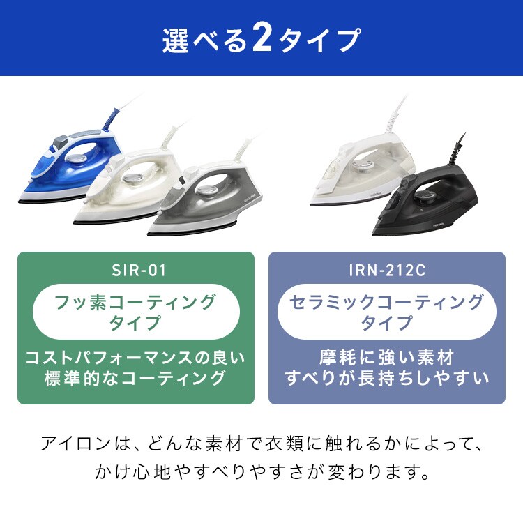 アイロン スチーム フッ素コート SIR-01-H グレー 7264213 │アイリス
