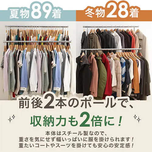 ハンガーラック 2連 耐荷重190kg CW4100-T1 パイプハンガー ブラック _10