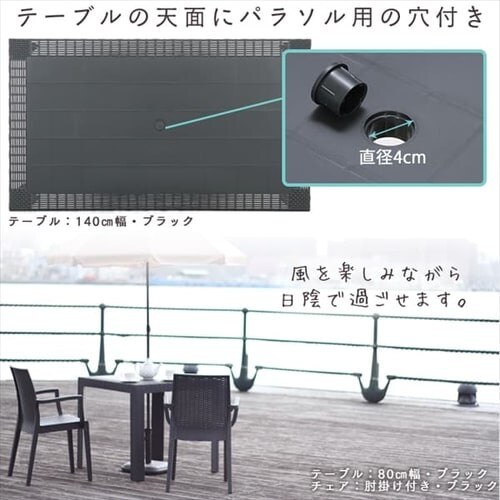 ステラテーブル80角 + ステラチェアー(肘付)×4脚 全3色【プラザセレクト】_8