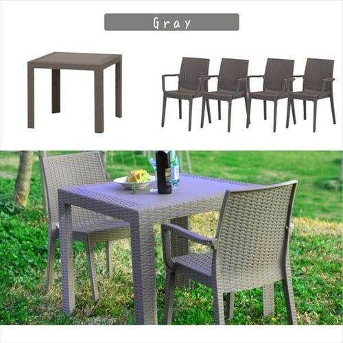 ステラテーブル80角 + ステラチェアー(肘付)×4脚 全3色【プラザセレクト】_13