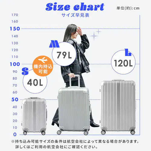 スーツケース Lサイズ 120L 7泊以上 ダブルキャスター アルミフレーム シルバー_4