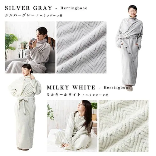 fondan 着る毛布 167cm丈 フランネルマイクロファイバー 洗濯可 ミルキーホワイト _13