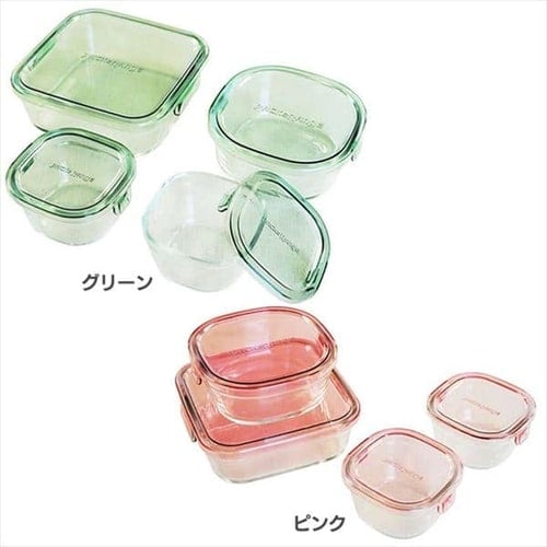 iwaki 保存容器 角型4点セット PSCPRN4P1 ピンク 7095489 │アイリス