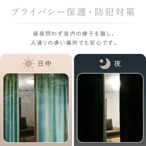 ドレープカーテン 2枚組 1級遮光 遮熱 UVカット 幅100cm×丈120cm プレーンブルー _7