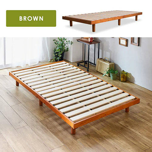 【マットレスセット】ベッド シングル すのこ 高さ2段階 ブラウン+ボンネルコイルマットレス 黒 _8