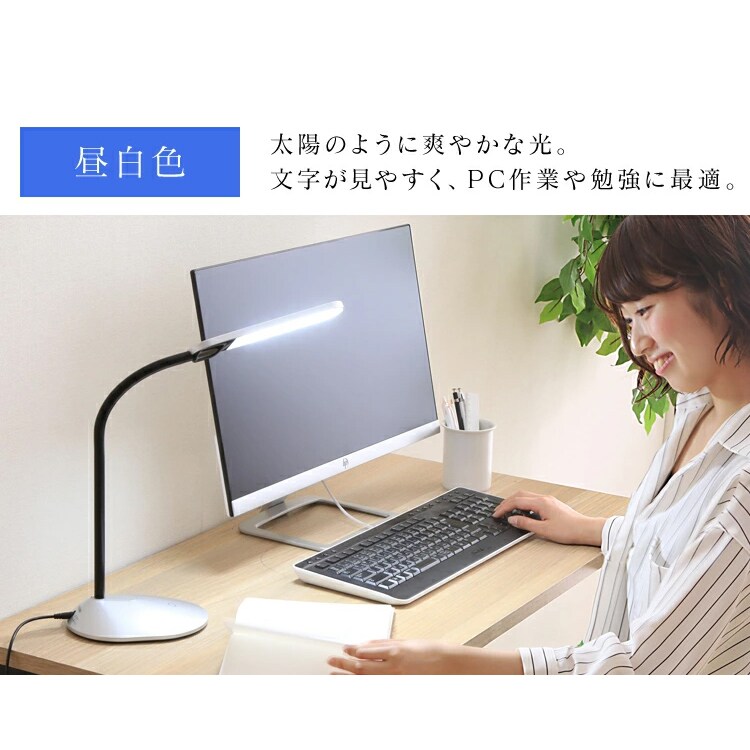 デスクライト 省エネ 角度調整 PDL-101-W ホワイト 7132613 │アイリス