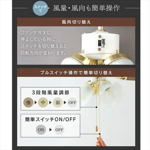 シーリングファン 42インチ プルスイッチ ILF4-WH ホワイト _13