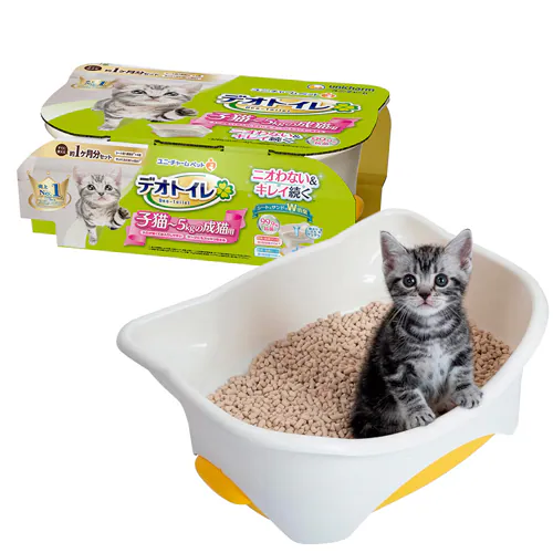 ユニ・チャーム デオトイレ 子猫〜5kgの成猫用本体セット ナチュラルアイボリー&イエロー_9