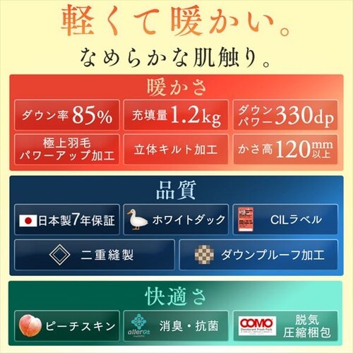 羽毛布団 ホワイトダックダウン85% 1.2kg セミダブルロング PAA19RP 花柄/ピンク_1
