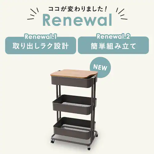 木製天板付きキッチンワゴン T-KW-L002 全6色_2